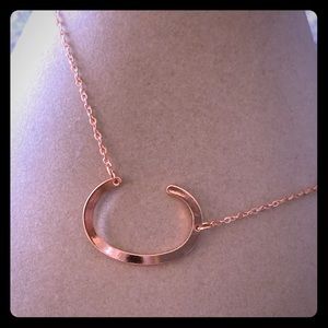 New “C” sideways necklace rose goldtone  16-18”